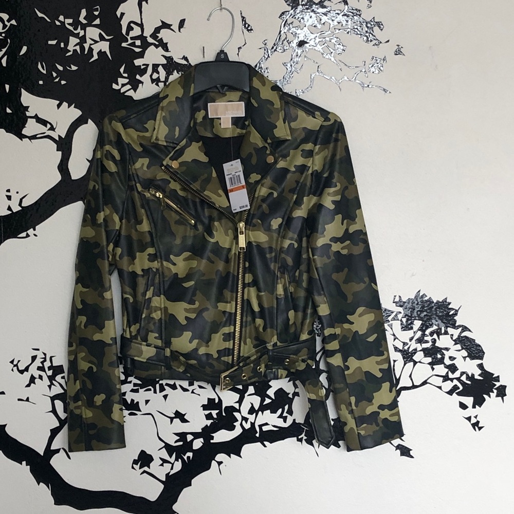 Michael Kors Camo Moto Biker Jacket S, M, L NEW